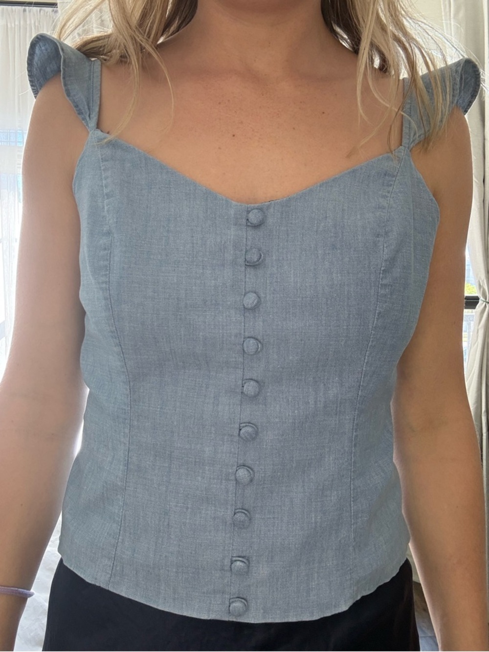 Banana Republic Light Blue Denim Button-Front Camisole size medium - Picture 3 of 6